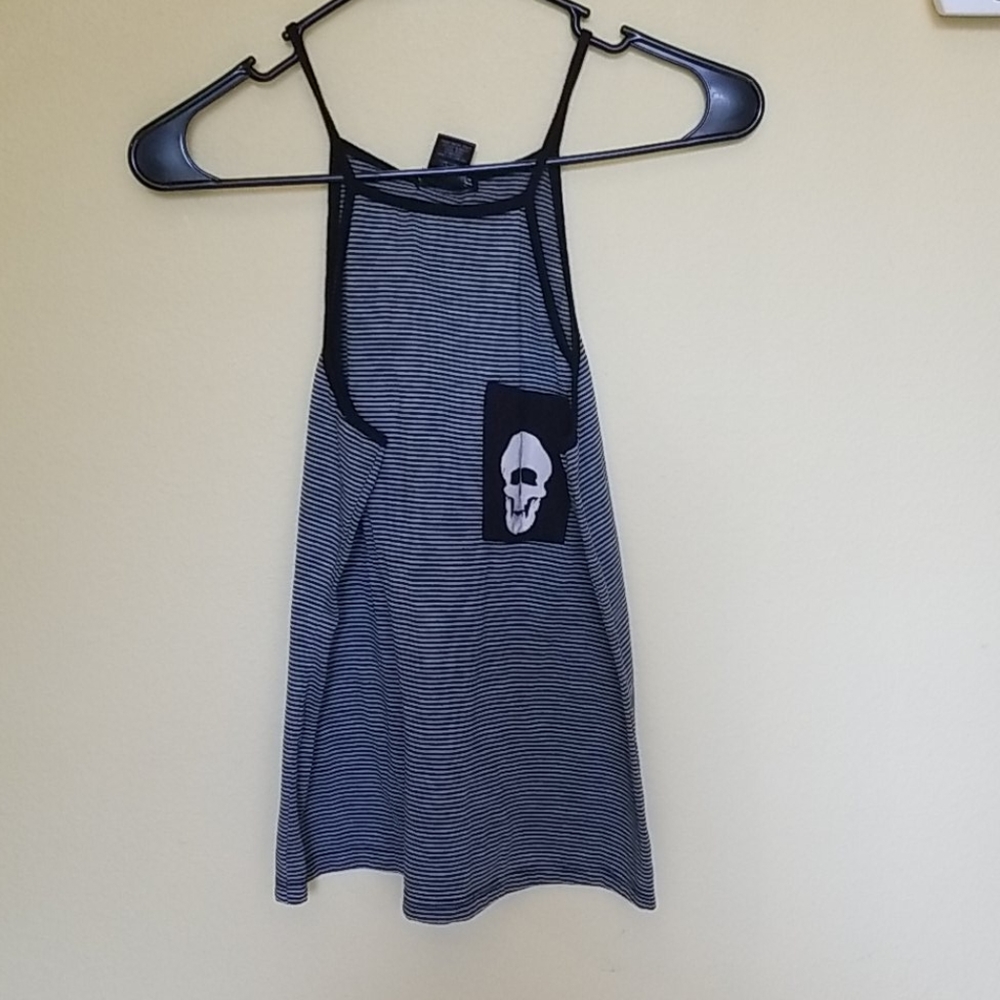 Hot Topic stripped skull tank top